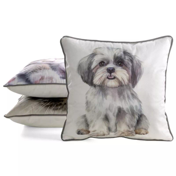 Copricuscino Animal 45x45 velluto Eurofirany con zip Shih Tzu