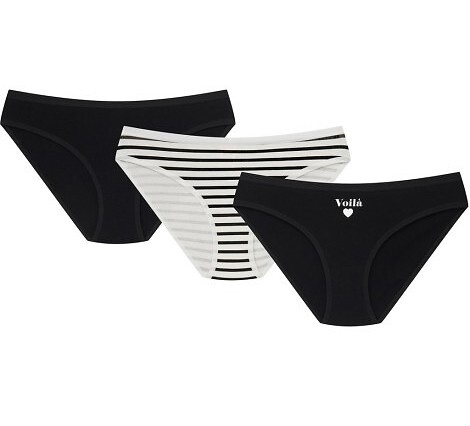 36508-K084 Henderson Slip bikini donna in cotone nero confezione da 3 pezzi