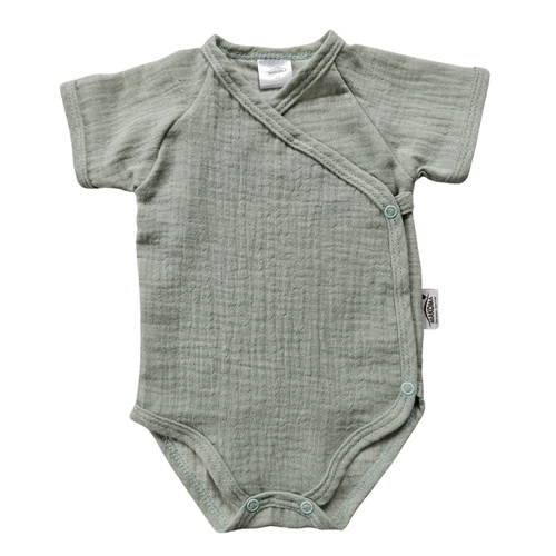 Body in mussola Just Muslin 03235KMI Makoma menta- manica corta, busta, 100% cotone
