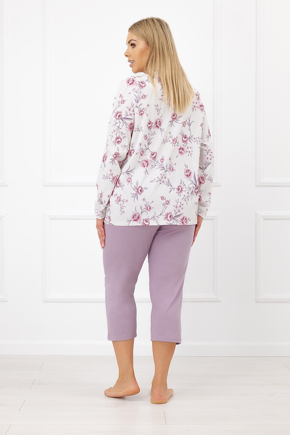 Italian Fashion Mariella Pigiama donna in cotone con pantaloni 3/4 e apertura frontale