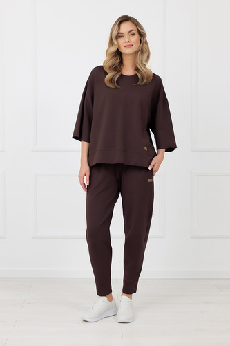 Pantaloni tuta Kaori Italian Fashion cotone marrone