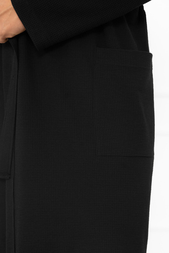 Vestaglia da uomo Bono Italian Fashion nera - con cintura, motivo in rilievo, elegante e confortevole