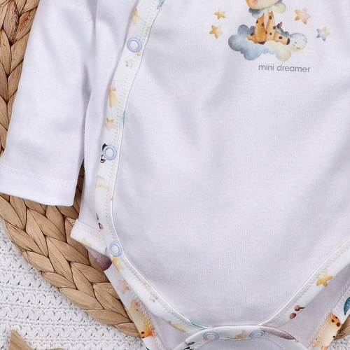 ABN-5602 Nini Little Dreamers - body a busta in cotone biologico per neonati - chiusure senza nichel, 100% sicurezza