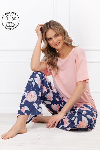 Pigiama donna Italian Fashion Ardizja viscosa cotone fiori lunga