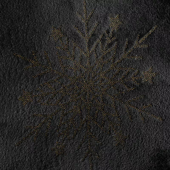 Eurofirany Coperta natalizia nera oro fiocchi di neve - morbido copriletto in microfibra, 240 g/m²