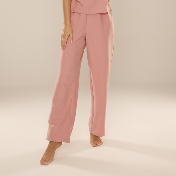 Pantaloni pigiama da donna Maeve 875 De Lafense - lunghi, tinta unita, con tasche - rosa