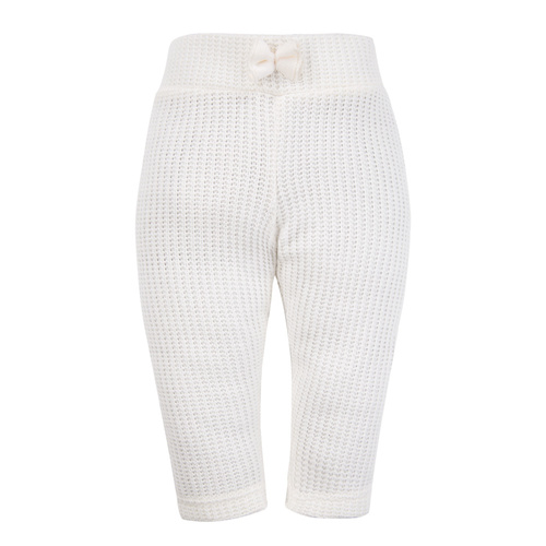 Leggings per neonati Fluffy Tails Eevi - maglione ecru, con fiocco in vita