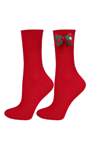 Calzini da donna Moraj CDC700-036 in cotone a coste, in stile festivo, con applicazione 3D