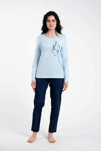 Arietta Pigiama e pantaloni a maniche lunghe da donna Italian Fashion - blu