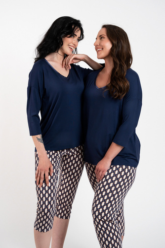 Milda Pigiama donna maniche 3/4, pantaloni 3/4 Moda italiana