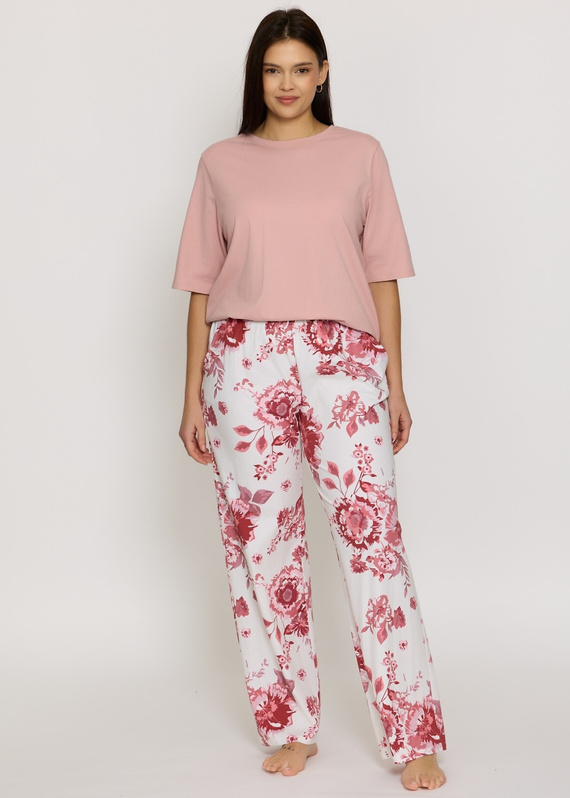 Pigiama donna Mefemi by Nipplex Elara PW83 in cotone con pantaloni lunghi rosa