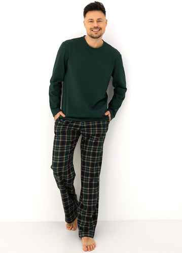 Sensis Logan pigiama uomo 100% cotone pantaloni a quadri verdi