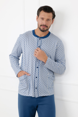 Pigiama uomo Homer Italian Fashion in cotone, aperta, lunga