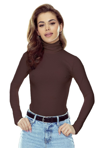 Matylda Camicetta da donna Eldar chocolate a coste in viscosa Premium | Golf | Manica lunga | Ideale per uno stile quotidiano ed elegante