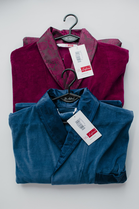 866 Noble Accappatoio da uomo De Lafense in velluto - corto, elegante, in cotone - denim