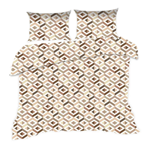 1760N Biancheria da letto in cotone Classic E24 Karo geometria beige- 100% cotone, resistente, colorato, set da 2 pezzi