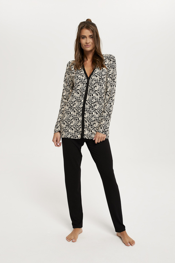 Abisynia Pigiama donna manica lunga, pantaloni lunghi Moda italiana - stampa/nero