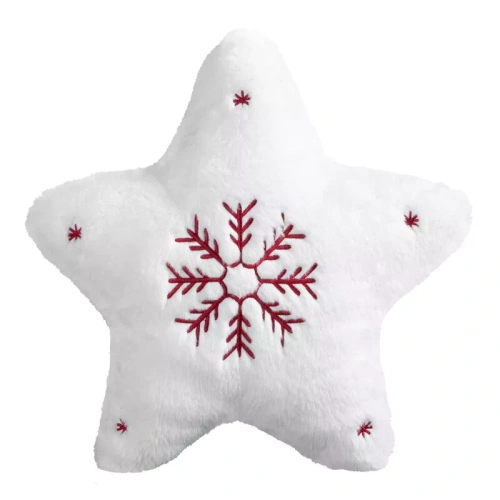 Eurofirany 366 cuscino natalizio stella bianco 36x36 velluto con ricamo