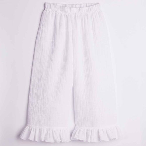 Pantaloni estivi larghi da ragazza Nicol 224330 in mussola 100% cotone bianchi