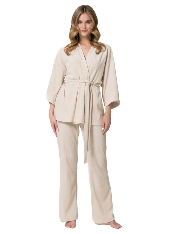 Leveza 1799 Zenobia Pigiama Donna 100% Cotone Rosa Manica Lunga