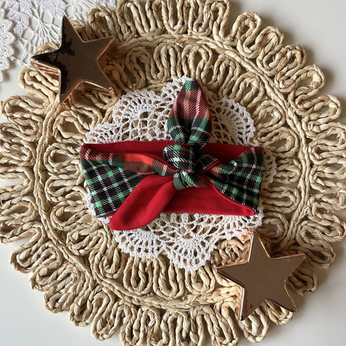 Cerchietto Mamatti OP02 Merry Christmas per bambina - Griglia rossa verde, stile pin-up