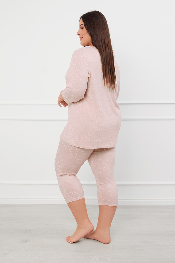 Puntini Pigiama 3/4 da donna Moda italiana - rosa cipria