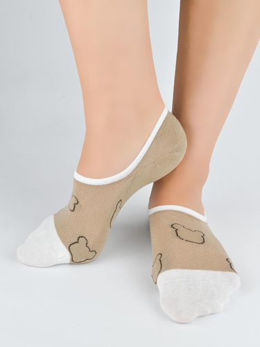 Calzini ballerina Noviti ST092 donna – cotone con silicone sul tallone beige A
