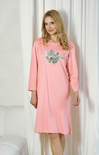 3461 Patricia Camicia donna Taro albicocca - 100% cotone, manica lunga, kimono, stampa colorata