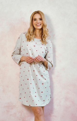 3431 Adele Camicia donna grigio Taro - cotone, fantasia frutta, manica 7/8