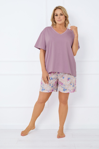 Genoa Pigiama da donna a manica corta, pantaloncini Moda italiana - erica/stampa