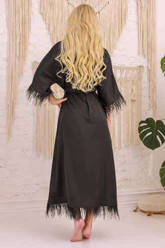 Diva Podomka Kalimo - raso con piume, elegante e sensuale, nero