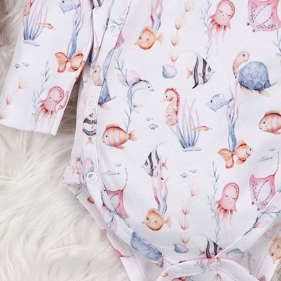 ABN-5471 Mondo sommerso Nini, busta a maniche lunghe - cotone biologico, per neonati