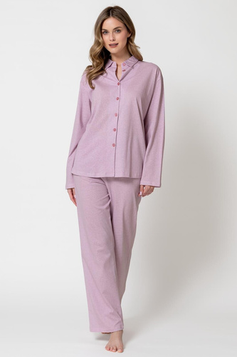 Pigiama donna Odessa 1821 Leveza rosa 100% cotone con bottoni