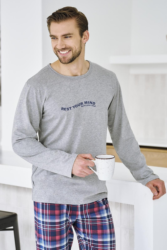 Pigiama uomo Franco 3478 grigio Taro - cotone, manica lunga, comfort e stile