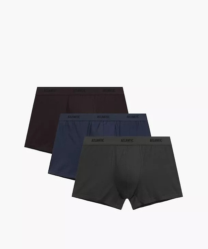 Boxer da uomo Atlantic 3MH-0111 A3 3 pezzi marrone-indaco-khaki – 95% cotone, aderenti