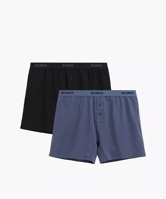 Boxer da uomo Atlantic 2MBX-0255 A2 2 pezzi nero-denim – comodi, 100% cotone