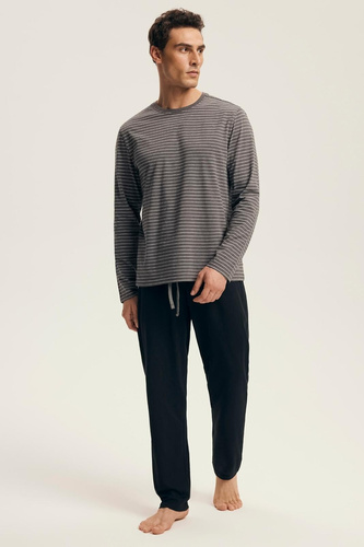 Pigiama uomo Premium 43455 New Henderson grigio - cotone, manica lunga, confezione elegante