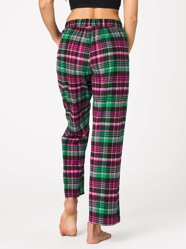 Pantaloni pigiama Key LHE 414 fucsia – flanella a quadri, 100% cotone