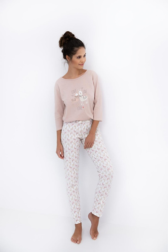 Pigiama Milani Sensis donna - 100% cotone, lama, manica 3/4