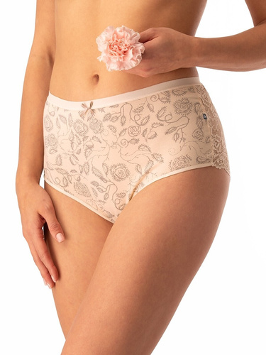 Mutandine da donna in cotone Key LPF 590 beige - 2 pezzi in scatola, pizzo sul retro