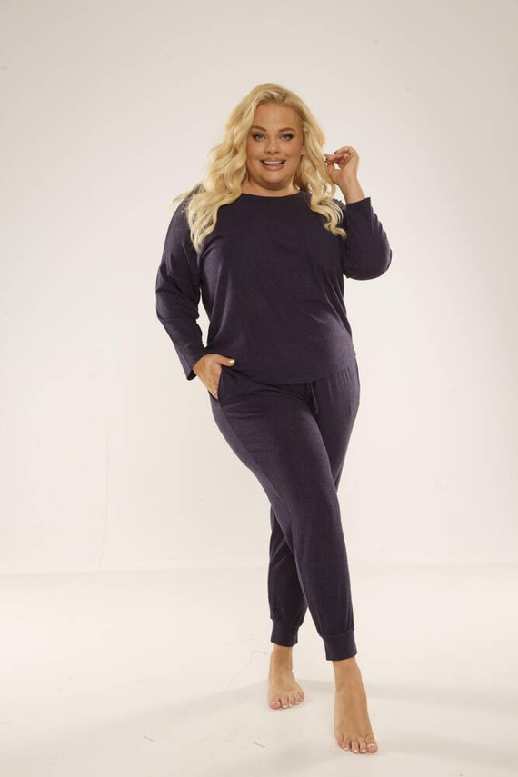 347 Paula Plus Size Pigiama donna De Lafense - blu navy