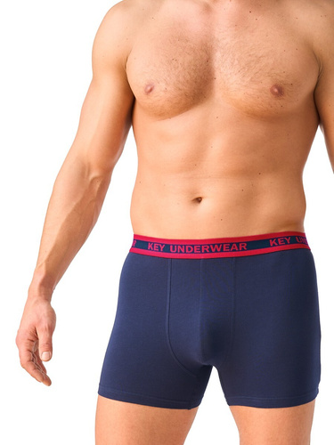Boxer da uomo Key MXH 365 B26 in cotone aderenti - blu scuro