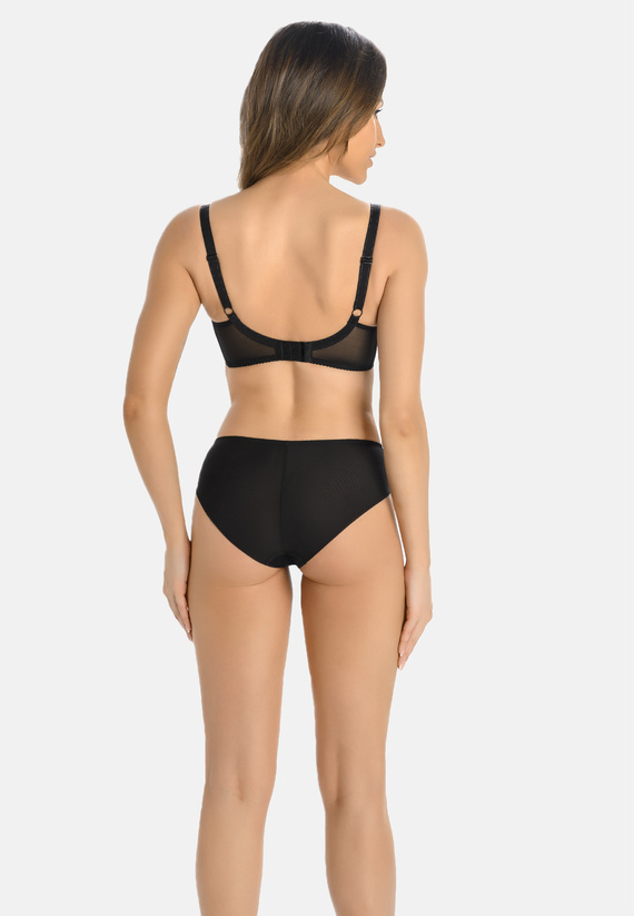 Slip donna nero Teyli 758 a vita alta con doppio tessuto a rete