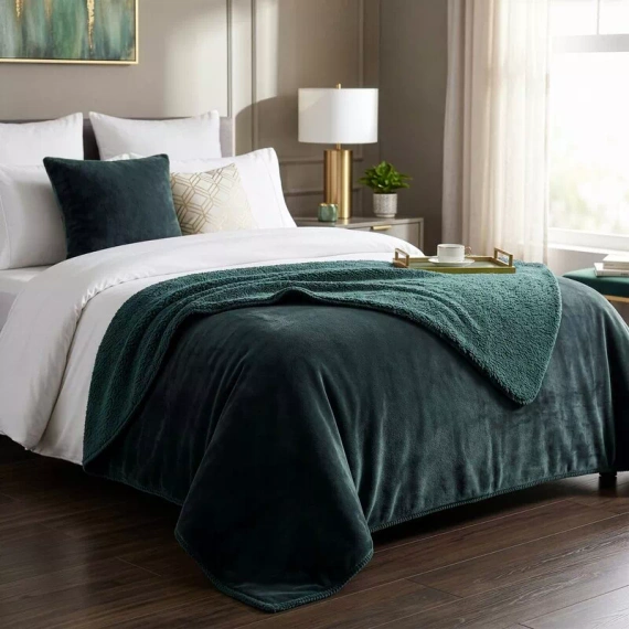 Narzuta decorativa Nina Eurofirany verde menta scuro 170x210 pelliccia morbida 240 g/m²