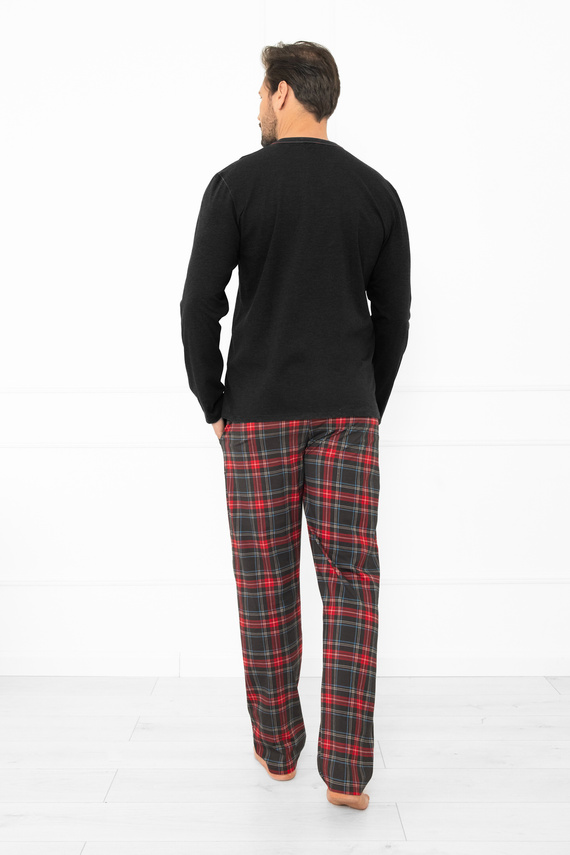 Rusoli pigiama uomo Moda Italiana melange scuro - cotone a quadri, lungo, confortevole