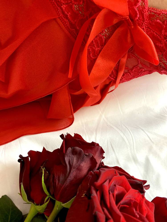 901 Camicia da notte Agathe Halter + pantaloncini Forex - rosso