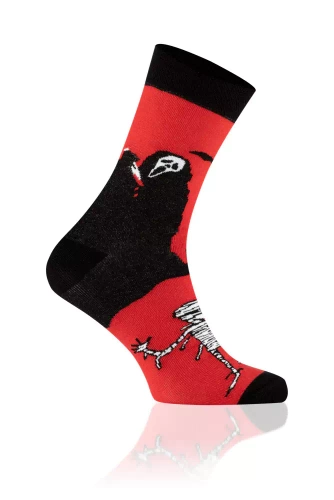 S146D Calze lunghe Dracula Moda Italiana - nero/rosso/bianco