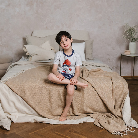 Kastos Pigiama a maniche corte per bambini, pantaloni Moda italiana - melange chiaro