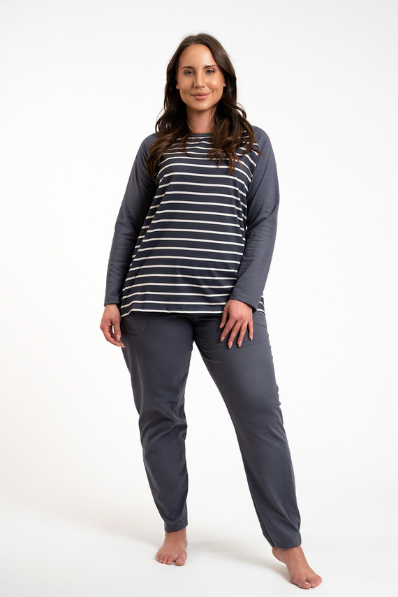 Oda Pigiama da donna manica lunga, pantaloni lunghi Moda italiana - stampa grafite/grafite