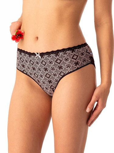 Mutandine da donna in cotone Key LPC 731 nero beige - set di 2 pezzi in scatola, taglio confortevole